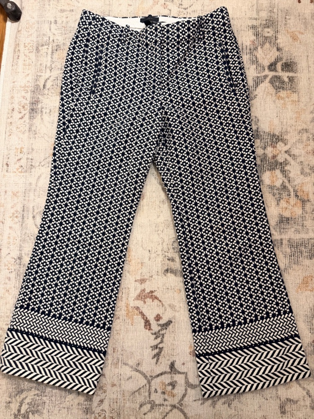 J. Crew Teddie black white dress cropped pants size 6